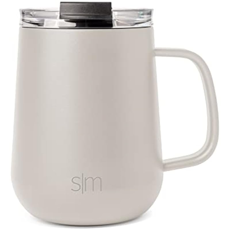 Simple Modern Travel Coffee Mug with Handle | Insulated Stainless Steel Coffee Tumbler Tea Cup | Gifts for Women & Men | Voyager Collection | 12oz | Almond Birch