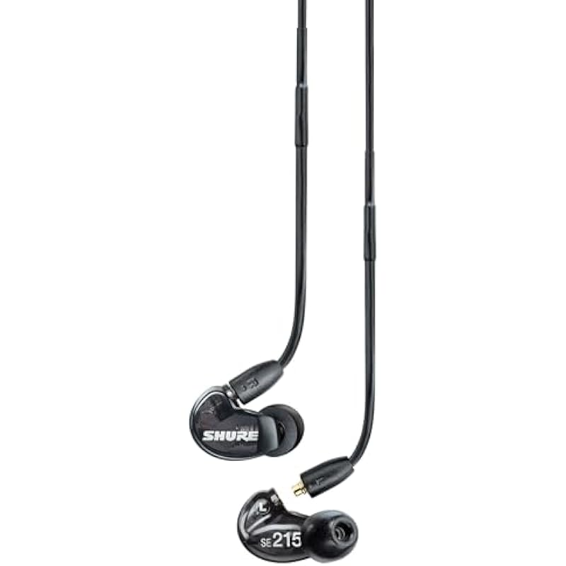 Shure AONIC 215 Wired Sound Isolating Earbuds, Clear Sound, Single Driver, Secure In-Ear Fit, Detachable Cable, Durable Quality, Compatible with Apple & Android Devices – Black