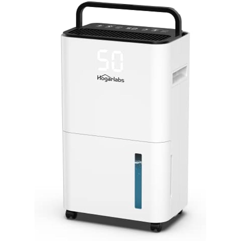 HOGARLABS 2000 Sq Ft 30 Pint Dehumidifier for Home Basements Bathroom Bedroom, Dehumidifier with Drain Hose for Medium to Large Room, Intelligent Humidity Control Dehumidifier with Laundry Dry