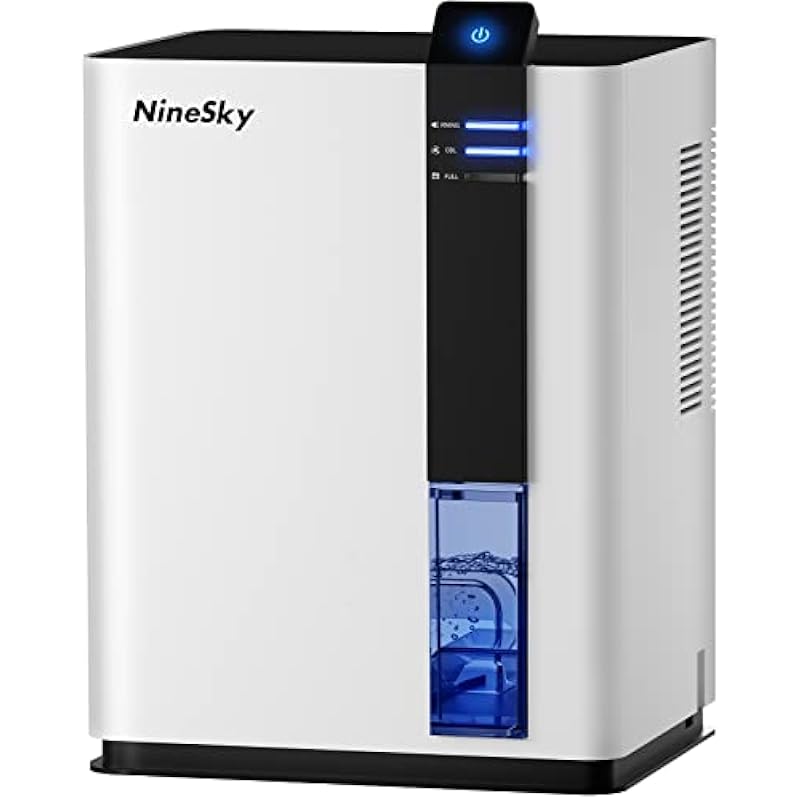 NineSky Dehumidifier for Home, 98 OZ Water Tank, (800 sq.ft) Dehumidifiers for Bathroom, Bedroom with Auto Shut Off, 5 Colors LED Light