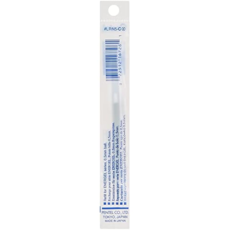 Pentel Refill Ink for EnerGel Liquid Gel Pen, 0.5mm, Needle Tip, Blue Ink, 1-Pack (LRN5-C)