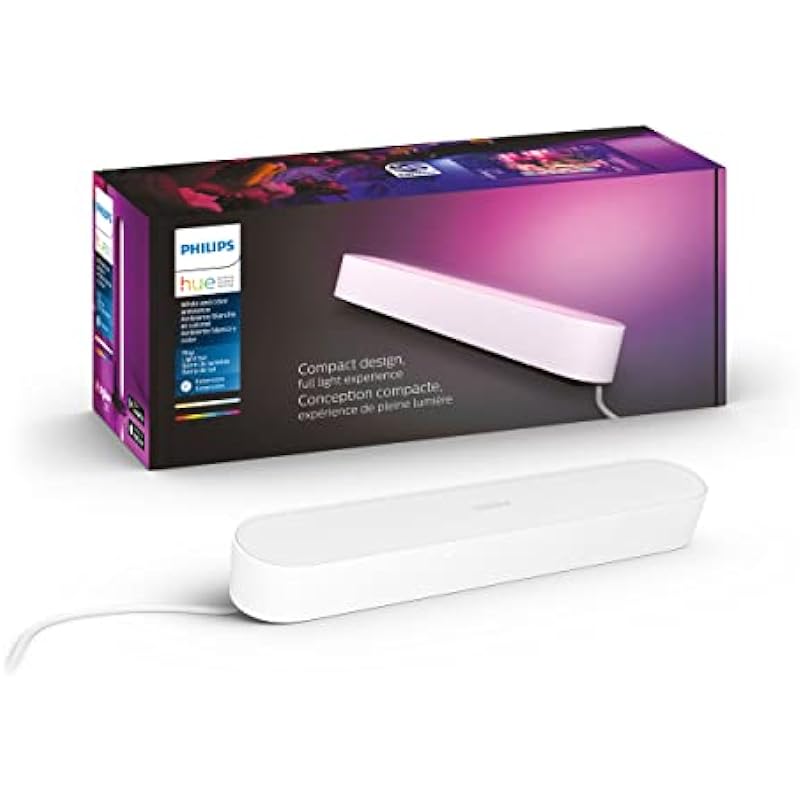 Philips Hue White & Color Ambiance Play Bar Single Extension-White Finish (Hub Required) Works with Alexa, HomeKit & Google Assistant