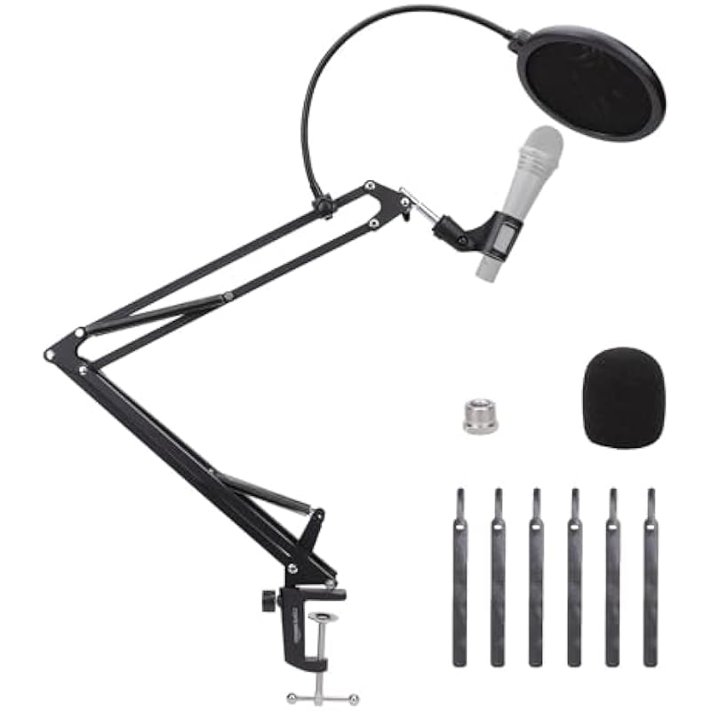 Amazon Basics Microphone Arm Stand with Pop Filter, 14-inch Arm