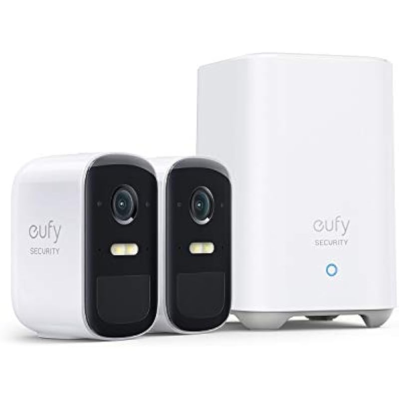 eufy security, eufyCam 2C Pro 2-Cam Kit, Wireless Home Security System with 2K Resolution, 180-Day Battery Life, HomeKit Compatibility, IP67, Night Vision, and No Monthly Fee.