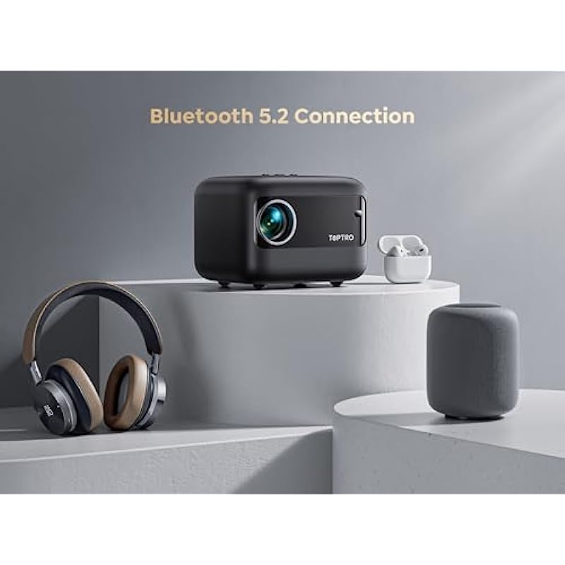 [Electric-Focus] Projector, Mini Projector with WiFi and Bluetooth 5.2, 12000 Lumen Portable Outdoor Projector 1080P Supported, ±40° Keystone Correction, Compatible with Smartphone/TV Stick/PS5