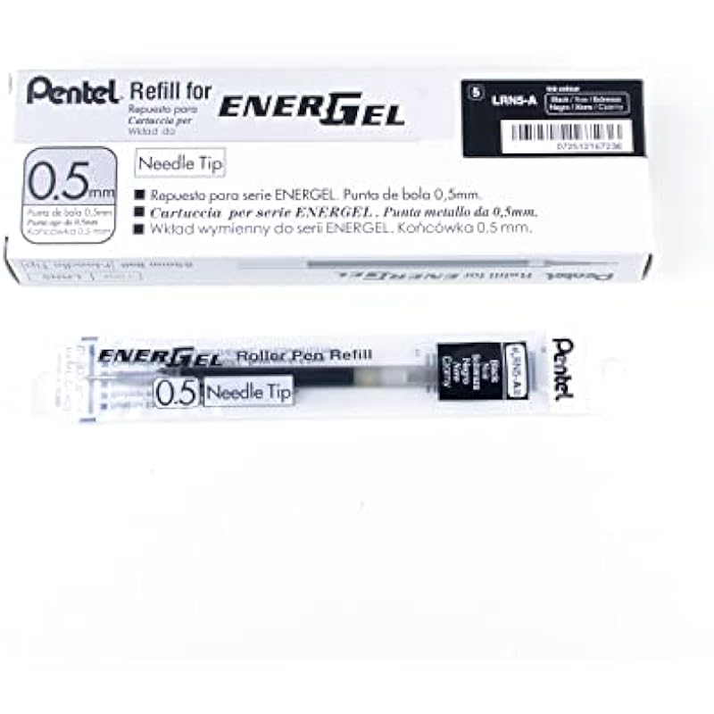 Refill for Pentel EnerGel (BLN75, BLN105, BLN115), 0.5mm, Black Ink, 0.5mm