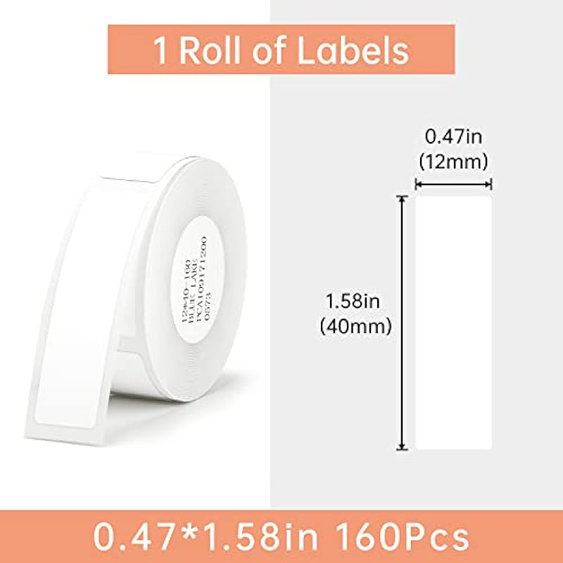 Thermal Label Maker Paper for D11/D110 160 Labels/Roll (12×40mm)