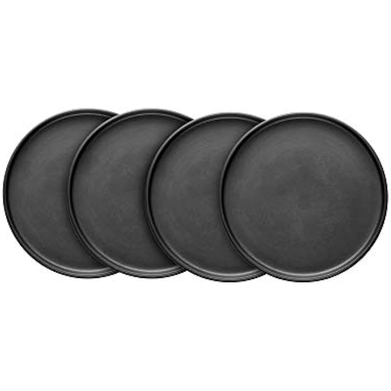 Stone Lain Stoneware Round Salad Plates Set, Black Matte, 1.05 pounds