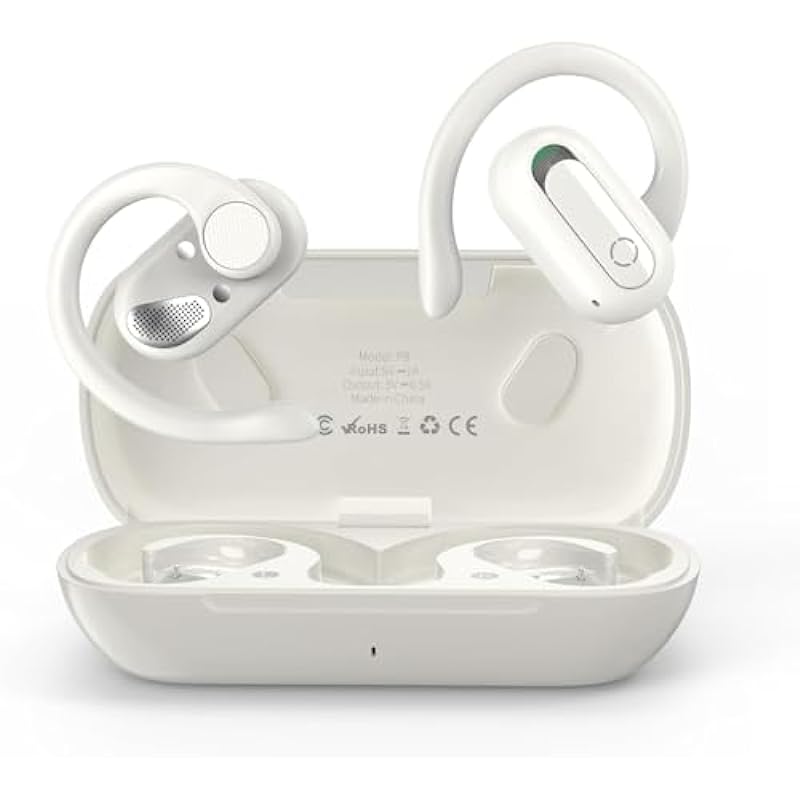 Open Ear Headphones Bluetooth 5.3 Wireless Earbuds, True Wireless Earphones with Rotatable Earhooks, 55Hrs Playtime, IPX7 Waterproof Deep Bass Headset for iPhone & Android, Sports, Workouts, Running