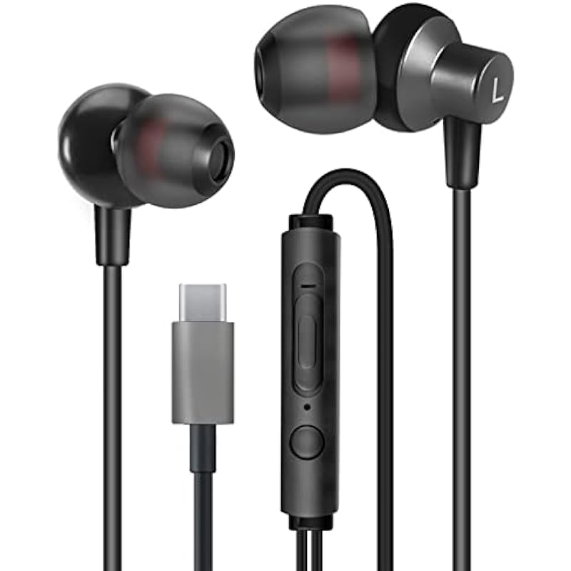 MAS CAENEY TI3 Wired USB Type C Headphones, USB C Earbuds, Earphones with Microphone for Samsung S20, Huawei P30 P40, Oppo, Honor, Google Pixel and Other Smartphones with Type-C Interface