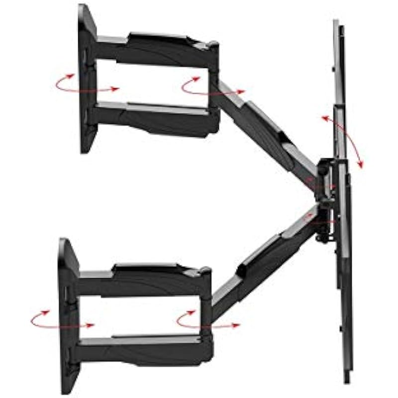 Monoprice 130345 Cornerstone Series Full-Motion Articulating TV Wall Mount Bracket for TVs 37in to 70in Max Weight 99lbs VESA Patterns Up to 600×400 Rotating, Black