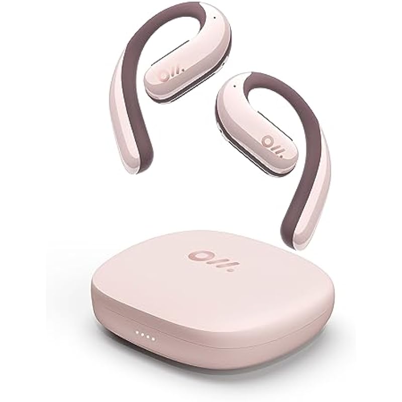 Oladance OWS Pro Open Ear Bluetooth Headphones with Multipoint Connection, Up to 58 Hours Playtime Air Conduction Headphones with Charging Case, Android&iPhone Compatible, Sound Pink