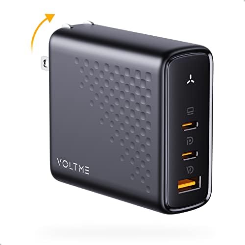 VOLTME 140W USB C Charger, PD3.1 PPS Power Adapter, 3-Port GaN III Charger Compact Super Fast Charging Foldable for Chromebook Laptop, MacBook Pro/Air, iPad Pro,iPhone 14/13 Series, Galaxy, Steam Deck