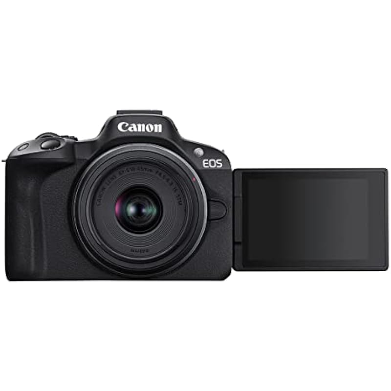 Canon EOS R50 Mirrorless Vlogging Camera (Black) w/RF-S18-45mm F4.5-6.3 is STM Lens, 24.2 MP, 4K Video, Subject Detection & Tracking, Compact, Smartphone Connection, Content Creator