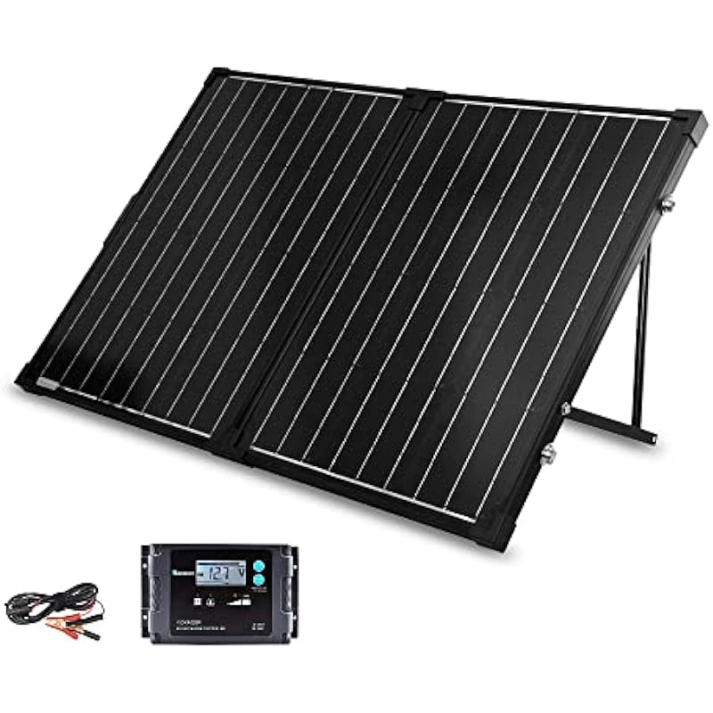 Renogy 100 Watt 12 Volt Monocrystalline Foldable Portable Solar Suitcase with Voyager Waterproof Charge Controller (RNG-KIT-STCS-100D-VOY20)