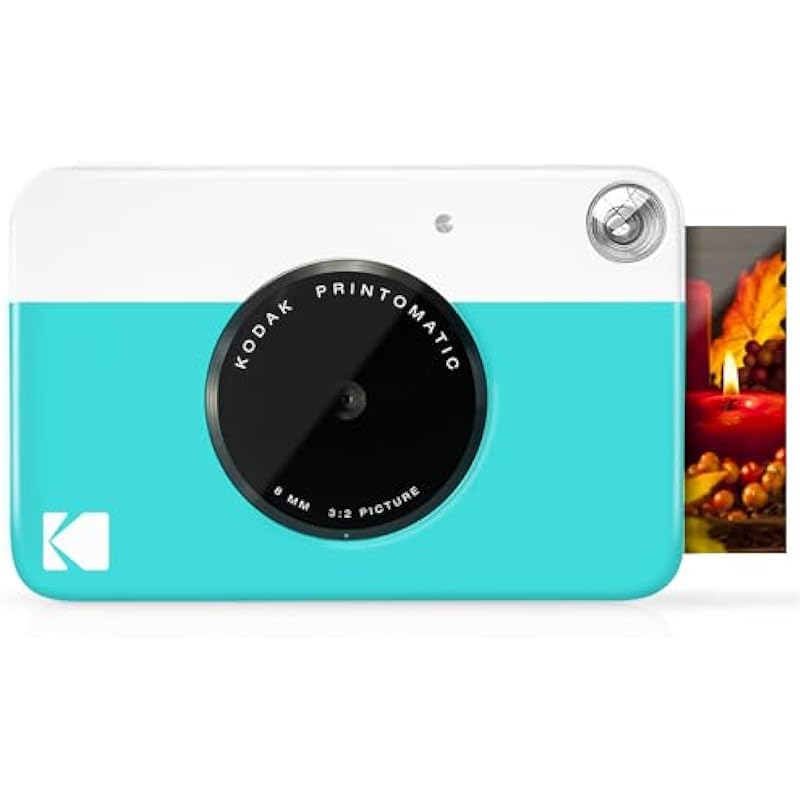 Kodak PRINTOMATIC Digital Instant Print Camera (Blue), Full Color Prints On Zink 2×3 Sticky-Backed Photo Paper – Print Memories Instantly