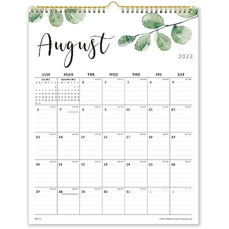 Cabbrix 2024-2025 Yearly Monthly Wall Calendar, Runs from Jan 2024 to Jun 2025,15 x 12 Inches, Wirebound, Ruled Blocks, Greenery for Plan and Schedule in Home and School