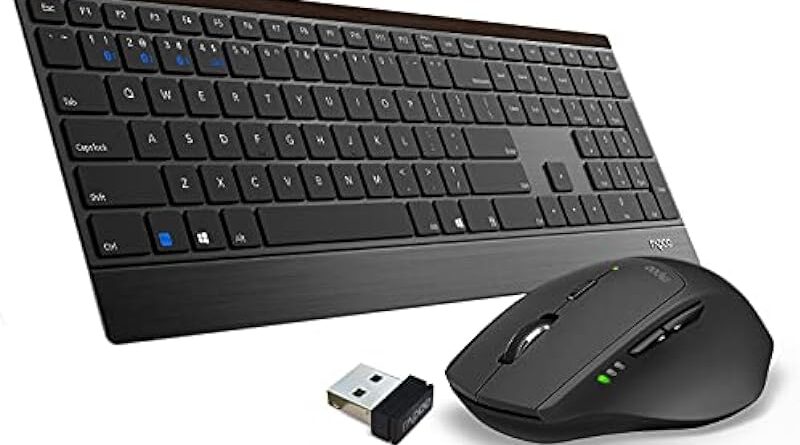 Wireless Keyboard and Mouse Combo - RAPOO 9500M Multi-Device Wireless Keyboard and Mouse Combo, Portable Ultra-Slim Keyboard and Mouse Set, Computer Keyboard for Windows XP/Vista/7/8/10 or Later