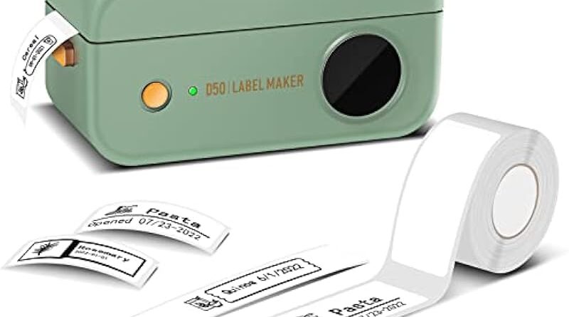 Phomemo Label Maker Machine with Tape D50 for 3/4" to 7/8" Tape, Portable Thermal Label Maker Machine, Bluetooth Label Printer for Storage,Office,Kitchen, Support Phones & Pad, USB Rechargeable