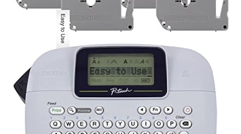 Brother PT-M95 P-Touch Label Maker Bundle (4 Label Tapes Included)