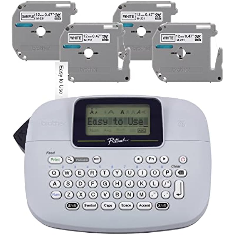 Brother PT-M95 P-Touch Label Maker Bundle (4 Label Tapes Included)
