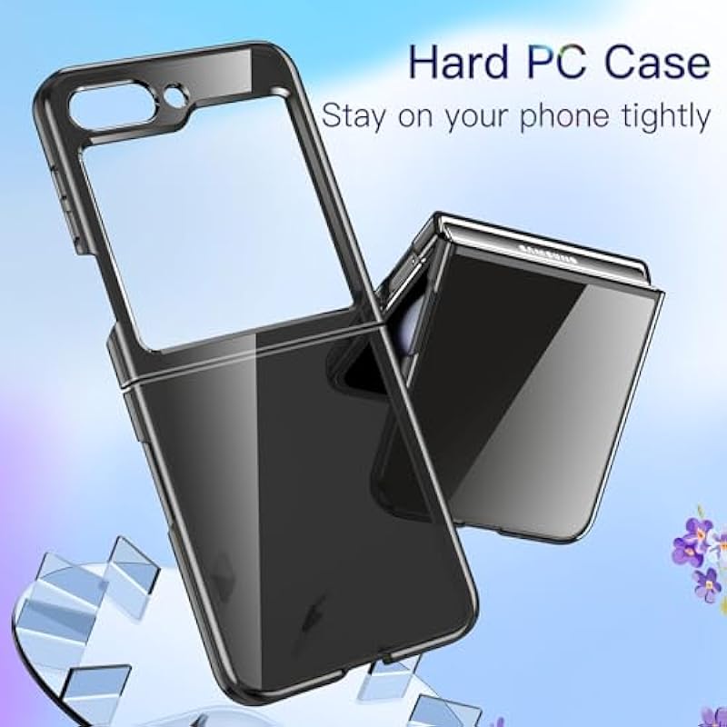 JETech Case for Samsung Galaxy Z Flip 5, Crystal Transparent Hard PC Shell, Anti-Scratch Shockproof Slim Protective Phone Cover (Black)
