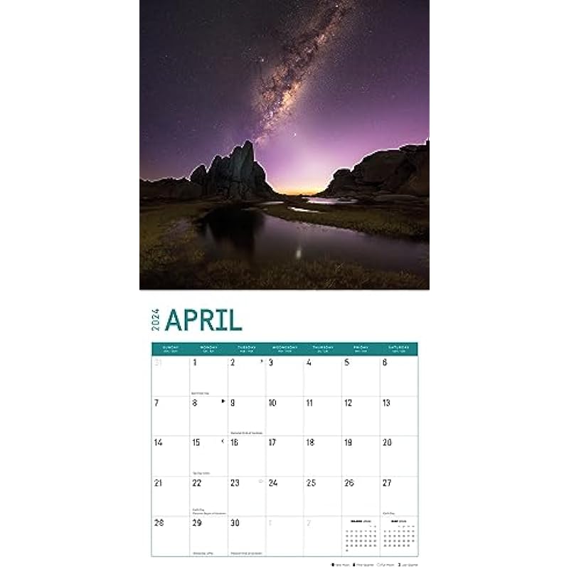 2024 Milky Way Monthly Wall Calendar by Bright Day, 12 x 12 Inch