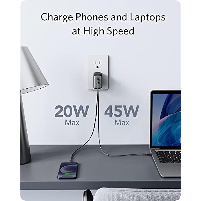Anker USB C, 726 (Nano II 65W) PPS Fast Charger Adapter, Foldable Compact Charger for MacBook Pro/Air, iPad Pro, Galaxy S20/S10, Dell XPS 13, Note 20/10+, iPhone 13, Pixel, and More