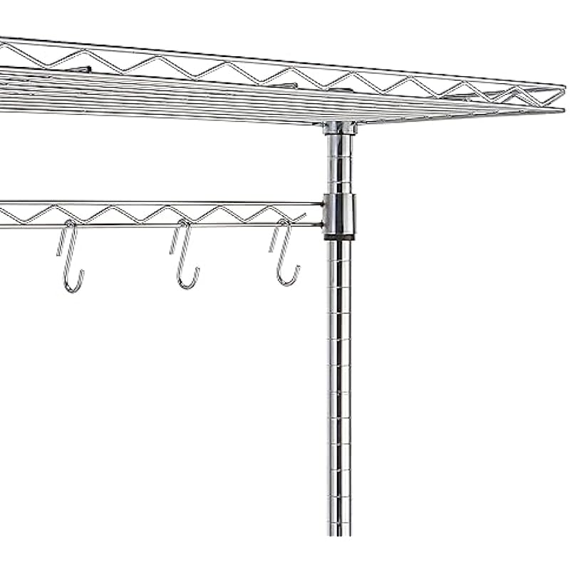 Amazon Basics Kitchen Storage Baker’s Rack with Wood Table, Chrome/Wood – 24″ Wide