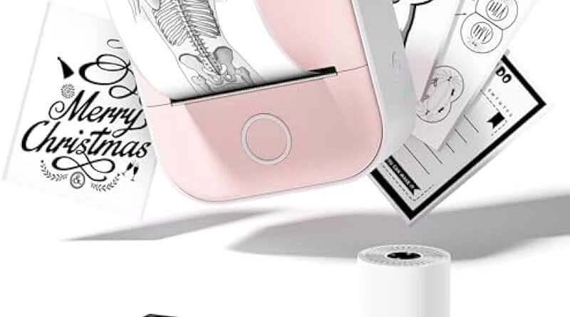 Sticker Printer, T02 Mini Printer Print Pod for iPhone, Inkless Bluetooth Photo Printer, Label Maker Portable Printer for Kids Gift List Note Journal Memo Work,Small Printer with 1 Thermal Paper Roll