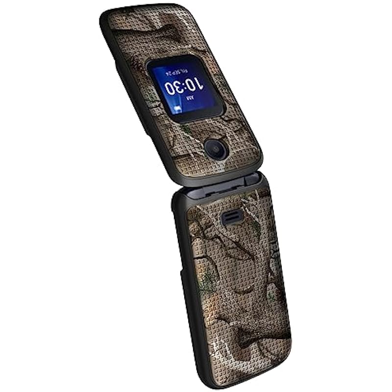 Case for Alcatel Go Flip 4 / TCL Flip Pro Phone, Nakedcellphone [Outdoor Camouflage] Slim Hard Shell Protector Cover with Grid Texture – Tree Leaf Real Woods Camo Design