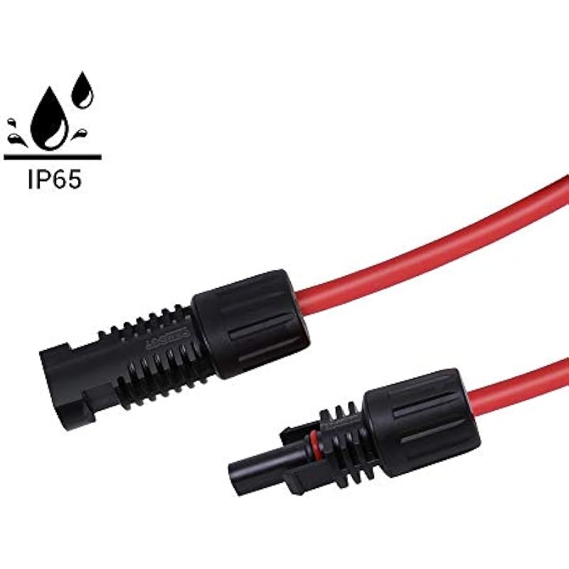 Renogy 10AWG Solar Extension Cable 20FT Solar Cable，MC4 Cable,10 awg solar wire with 2 Pair of Solar Panel Connectors（One Pair 20 Feet Red &20 Feet Black）