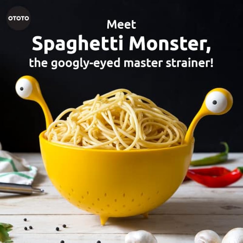 OTOTO Spaghetti Monster – Kitchen Strainer for Draining Pasta, Vegetable, Fruit – Colander Dimensions 12.2X 8.27x 7.48 in – BPA Free Food Strainers for The Kitchen – Strainer and Colander