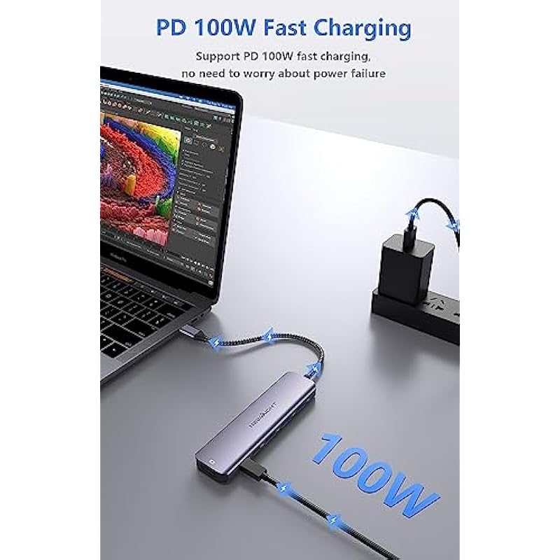 USB C HUB to HDMI Adapter, Newmight 6 in 1 USB-C Dongle with 4K HDMI,3 USB3.0 Ports and USB C 5Gbps Data Port, 100W USBC Charging Port, Type C Dock for iPhone 15 Pro/Pro Max, MacBook Pro/Air and More