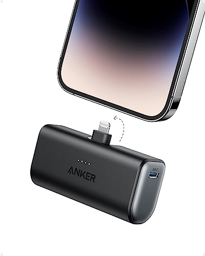 Anker Portable Charger with Built-in Lightning Connector, 5,000mAh MFi Certified 12W Portable Charger, Compatible with iPhone 14/14 Pro / 14 Plus / 14 Pro Max, iPhone 13 and 12 Series