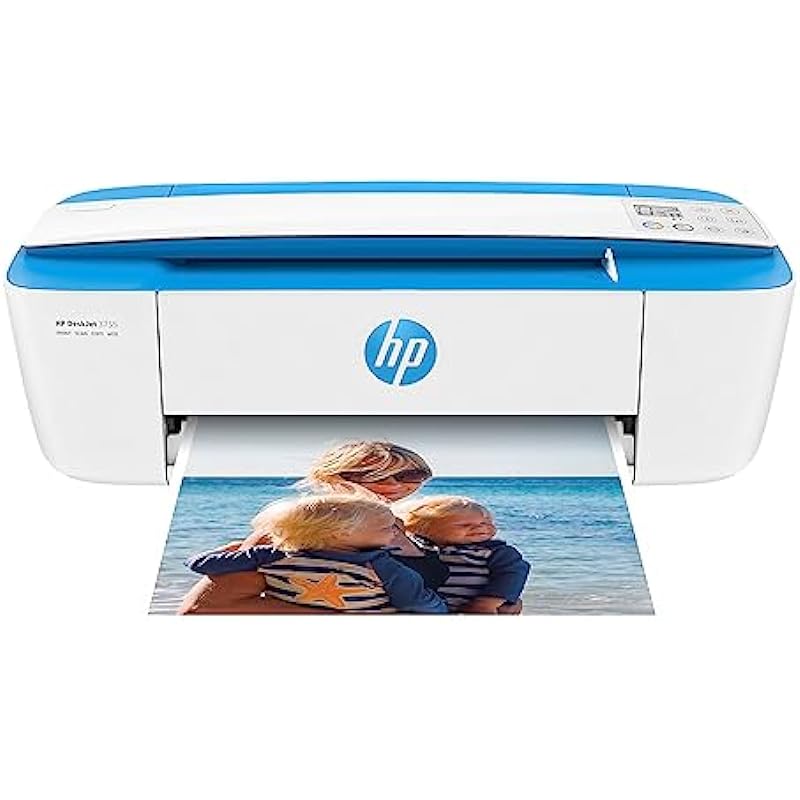 HP DeskJet 3755 Compact All-in-One Wireless Printer, HP Instant Ink, Blue Accent (J9V90A), 2.3