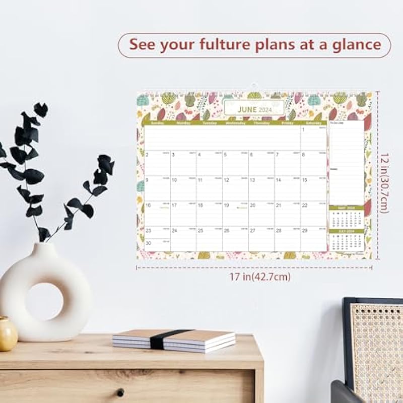 Wall Calendar 2024, Mokani Large Monthly Wall Desk Planner from January 2024 to June 2025, 12″ x 17″ with Plastic Cover, 234 Stickers and Canada Holidays, Big Hanging Calendars for Home School Office, Perfect for Planning and Organizing