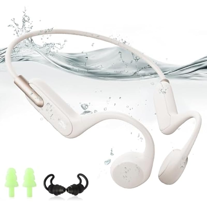 HIFI WALKER Bone Conduction Headphones, Swimming IPX8 Professional Waterproof Earbuds,Bluetooth 5.3, MP3 Play Built-in 32GB Memory, Open-Ear Sports Headphones for Swimming Running Cycling