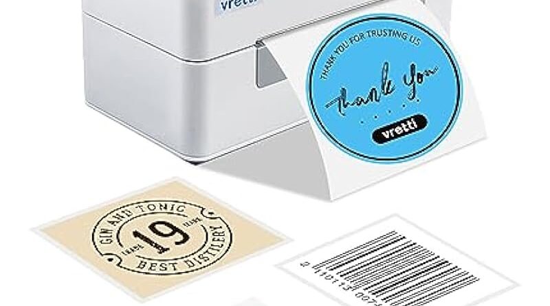 Thermal Label Printer, VRETTI Thermal Shipping Label Printer, 4x6 Label Printer for Small Business &Shipping Packages, Sticker Label Printer Compatible with Canada Post USPS Amazon Ebay