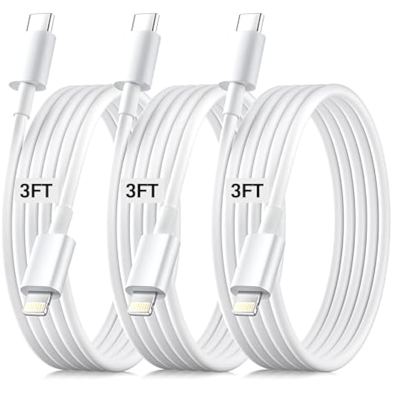 USB C to Lightning Cable [Apple MFi Certified 3FT-3Pack] iPhone Charging Cable USB Type C to Lightning Fast Charger Cord for iPhone 14 13 12 Pro Max 11 XS XR X 8 iPad/AirPods Pro