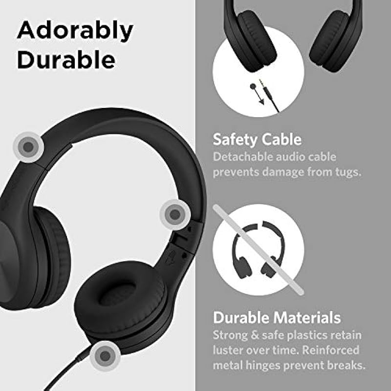LilGadgets New Connect+ Pro Premium Volume Limited Wired Headphones with SharePort for Children/Kids (Black)
