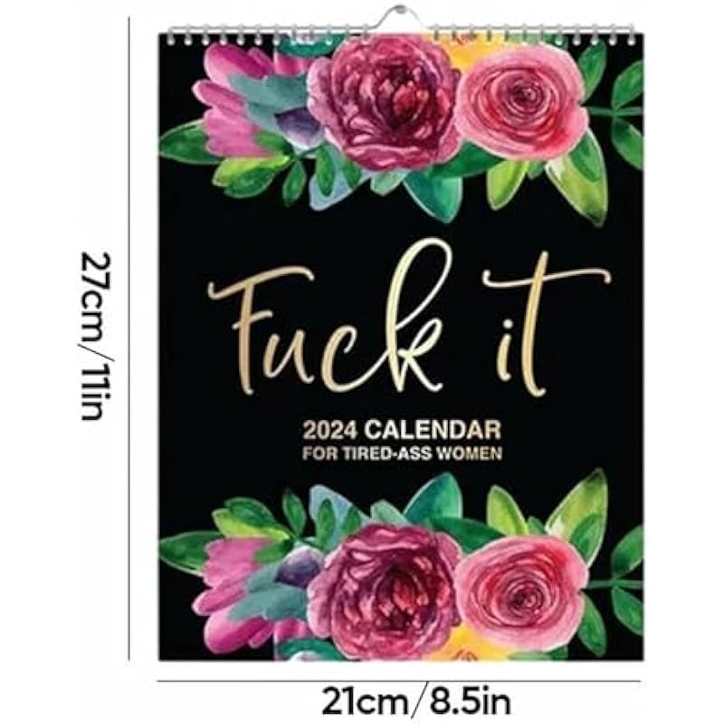 2024 Calendar for Tired-Ass Women,Fu-ck It Calendar, Funny 2024 Calendar Month to View Planner for Family School Office (BLACK)