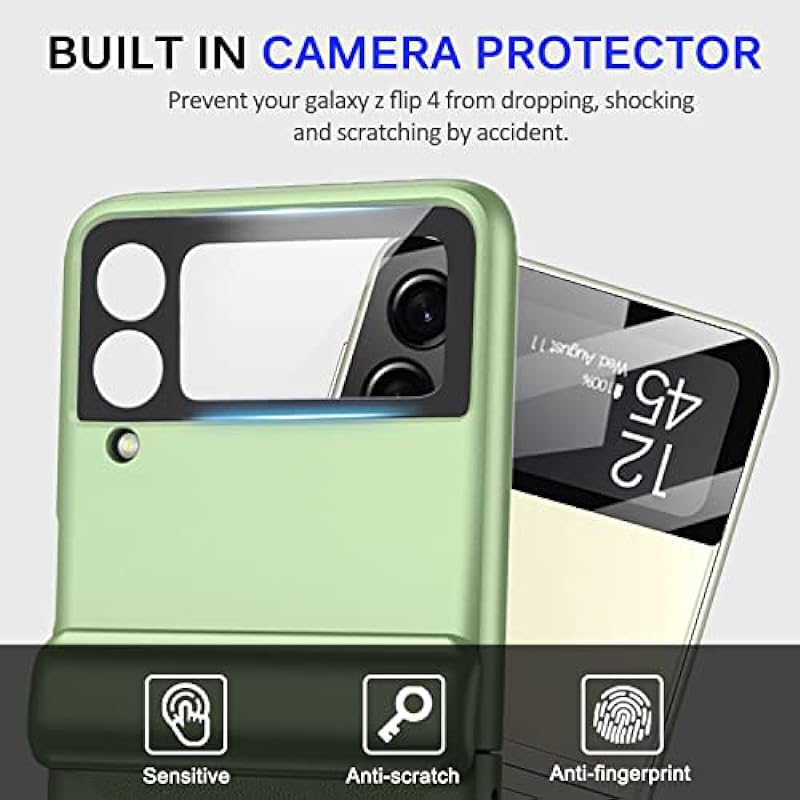 Miimall Compatible Galaxy Z Flip 4 Case with Hinge Protection, Ultra-Thin Hard PC Magnetic Hinge All-Inclusive Anti-Drop Camera Lens Protector Case for Samsung Galaxy Z Flip 4 5G 2022 (Matcha Green)