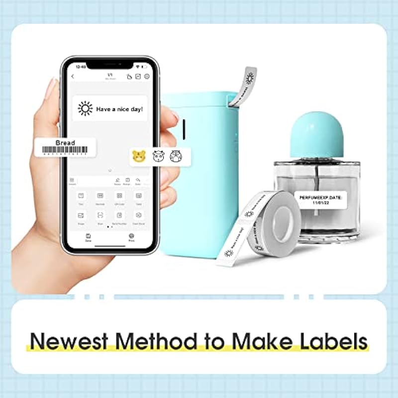 Label Maker Machine Tape Included NiiMbot D11 Portable Wireless Connection Label Printer Multiple Templates Available for Smartphone Tablet Easy to Use Office Home Organization USB Rechargeable