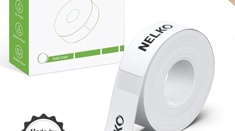 NELKO P21 Label Maker Tape, Adapted Label Print Paper, 15x40mm (0.59"x1.57"), Standard Laminated Office Labeling Tape Replacement, Thermal Label Tape for Home Office School, 180 Labels/Roll, White