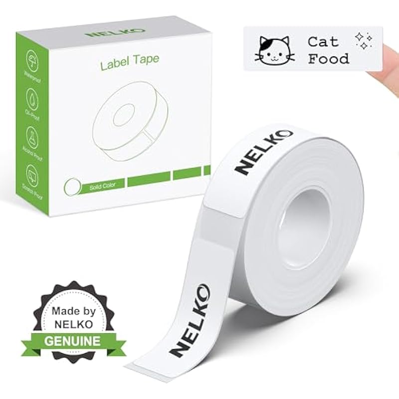 NELKO P21 Label Maker Tape, Adapted Label Print Paper, 15x40mm (0.59″x1.57″), Standard Laminated Office Labeling Tape Replacement, Thermal Label Tape for Home Office School, 180 Labels/Roll, White