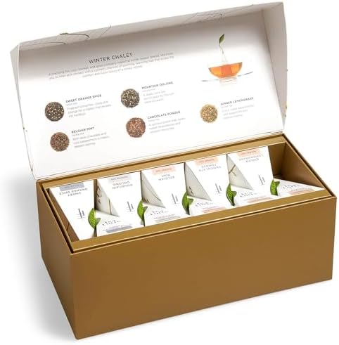 Tea Forte Warming Joy Presentation Box Featuring Seasonal & Festive Tea Blends – 20 Handcrafted Pyramid Tea Infusers
