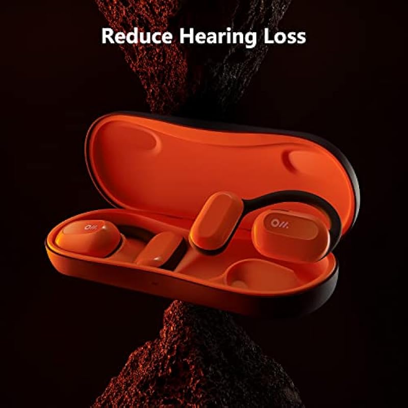 Oladance OWS1 Open Ear Headphones, Wireless Bluetooth 5.2 Headphones Air Conduction, Up to 16 Hours Battery Life with Carry Case, High Sound Quality with Dual 16.5mm Drivers Martian Orange