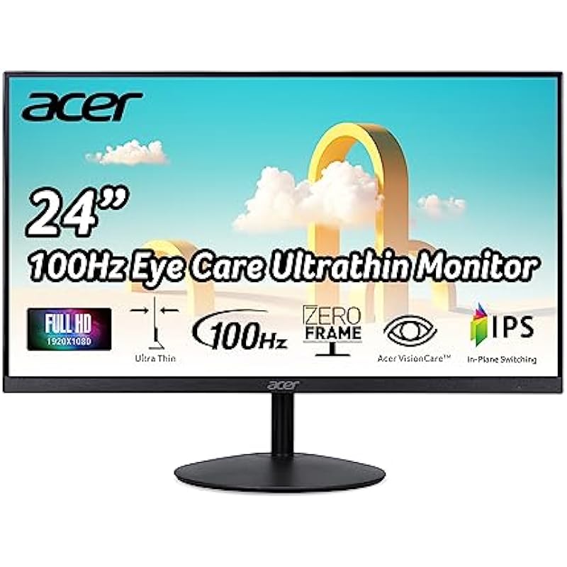 Acer 23.8″ IPS Ultraslim FreeSync Monitor (1920 x 1080), 100Hz, Black