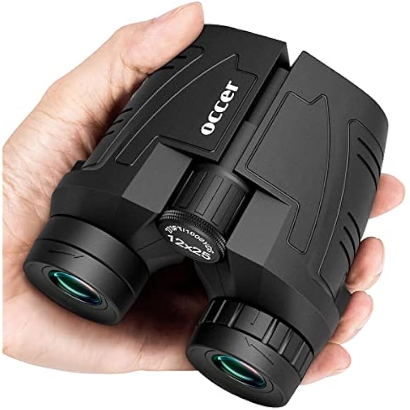 Occer 12×25 Compact Binoculars for Adults Kids, Small Binoculars with Large View Clear Low Light Vision,High Power Lightweight Binocular Easy Focus for Hunting, Bird Watching, Travel, Hiking,Sports
